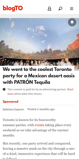 An example of branded content on blogTO