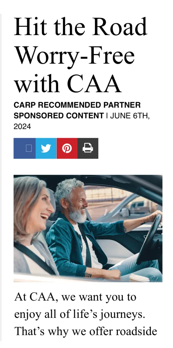 An example of sponsored content on EverythingZoomer